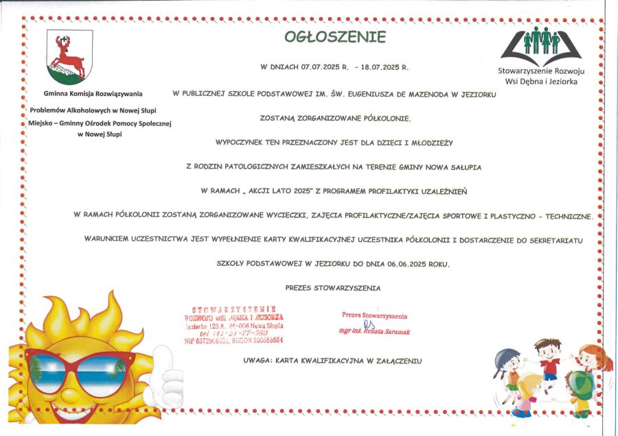 OGŁOSZENIE_P&Oacute;ŁKOLONIA_AKCJA_LATO_2025