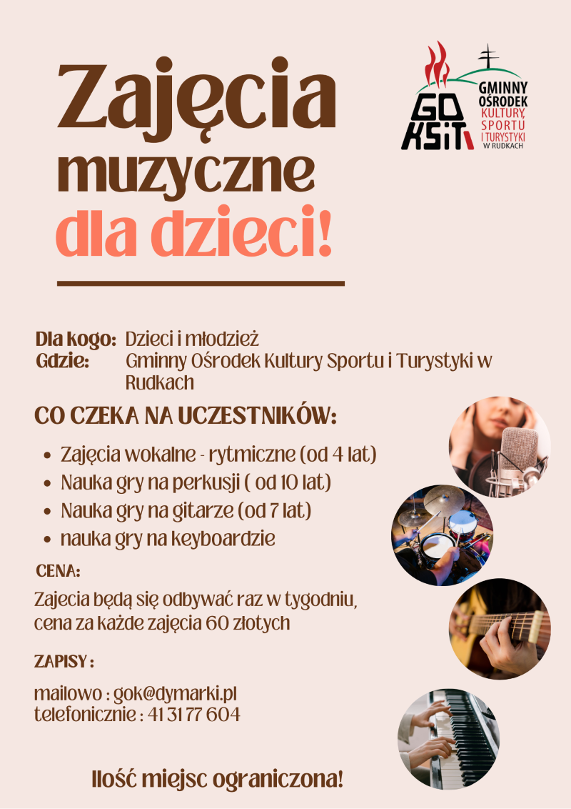 Zajęcia muzyczne dla dzieci. Plakat