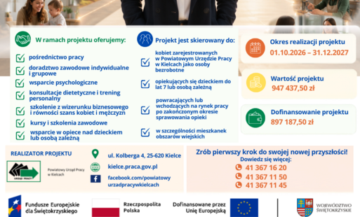 Zdjęcie do Projekt pn.: &bdquo;TWOJA NOWA DROGA&rdquo;. PUP Kielce inormuje.