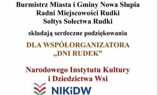 Zdjęcie do Podziękowania dla Narodowego Instytutu Kultury  i Dziedzictwa Wsi