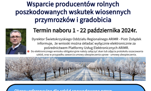 Zdjęcie do Wsparcie producent&oacute;w rolnych poszkodowanych wskutek wiosennych przymrozk&oacute;w i gradobicia.